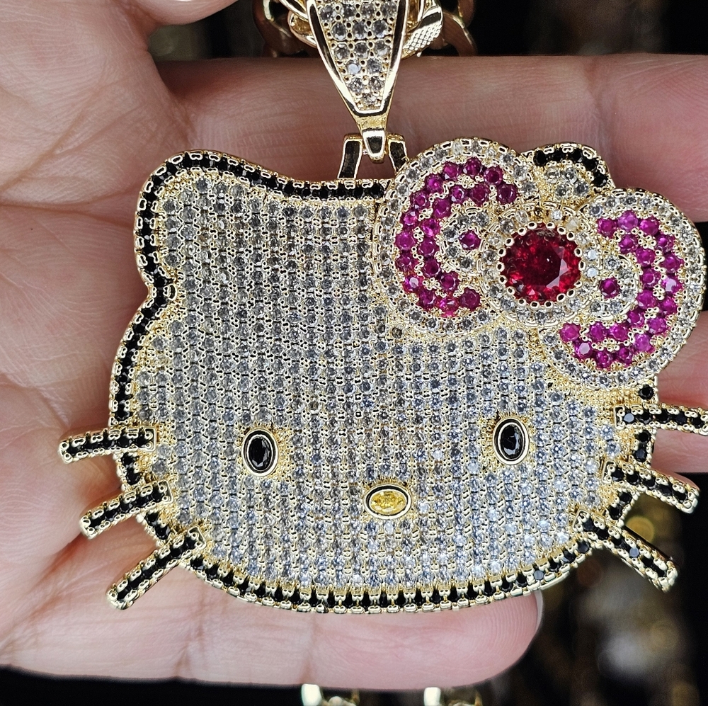 Gold and Silver Hello Kitty Pendant Necklace